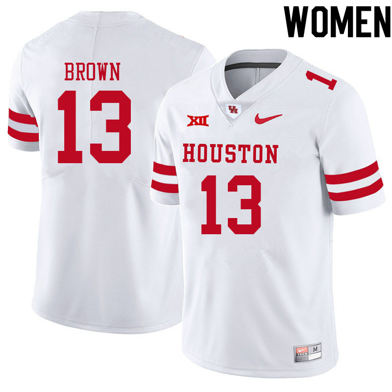 Women #13 Samuel Brown Houston Cougars College Big 12 Conference Football Jerseys Sale-White
